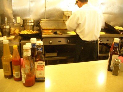 The view from a counter seat at The Pantry Cafe in L.A.