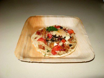 Mini Breakfast Pizza on Palm Leaf Plates