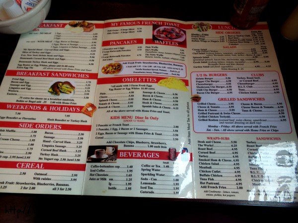 Menu, side one - My Diner - Boston, MA