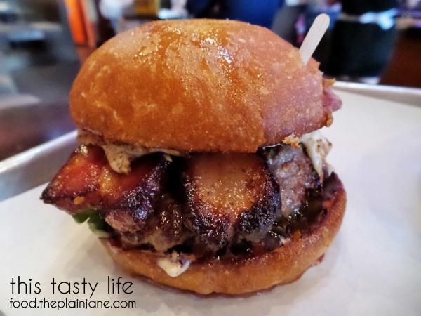 Triple Threat Burger with Maple Glazed Pork Belly at Werewolf in San Diego