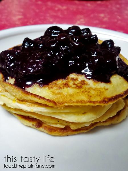 Lemon Cornmeal Pancakes with Berry Sauce