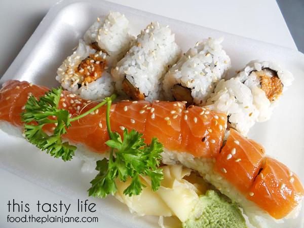 Tiger Roll with Spicy Tuna Roll - Deli Sushi and Desserts in San Diego / This Tasty Life