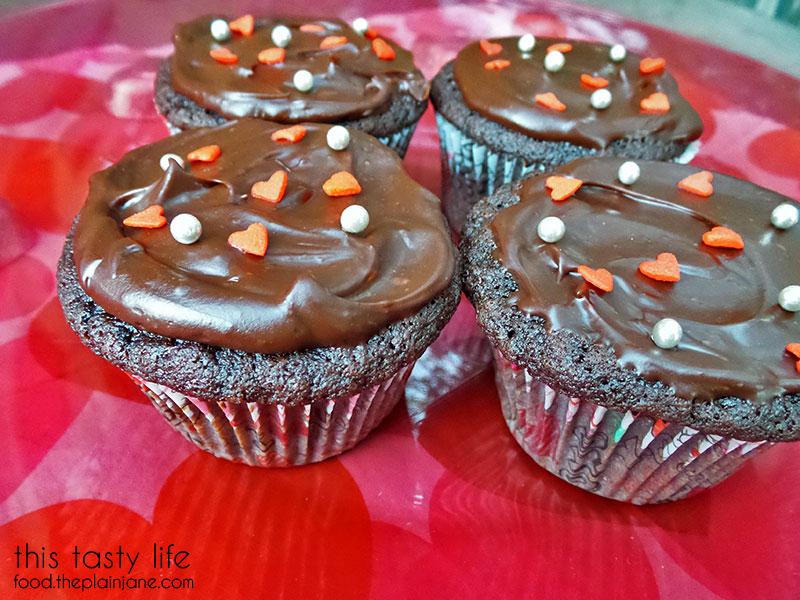 chocolate cupcakes with bourbon ganache