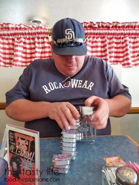 Jake organizing the jellies - Izzy's Cafe in El Cajon | This Tasty Life