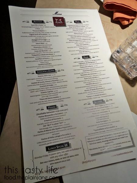 Menu | Toast Enoteca - East Village/Downtown San Diego