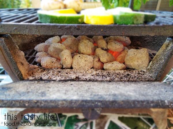 Hot coals on the grill