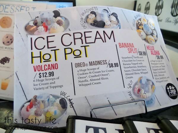 Ice Cream Hot Pot Menu at T-Pop Desserts & More | San Diego, CA