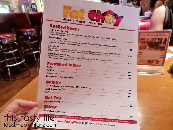 Menu Side Two at Fat Choy | Las Vegas, NV