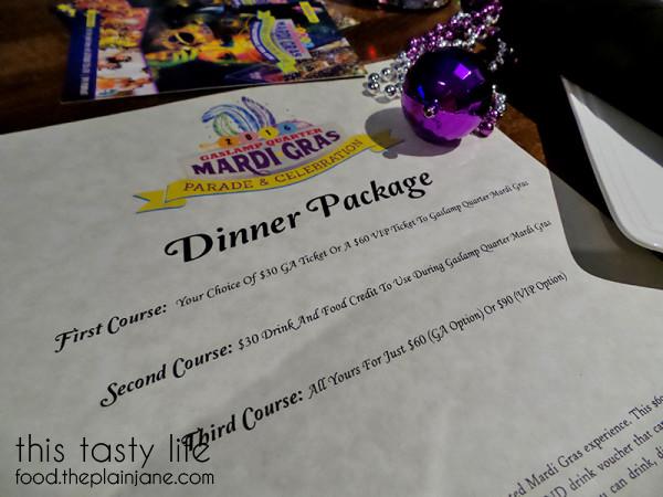Gaslamp Mardi Gras Dinner Packages