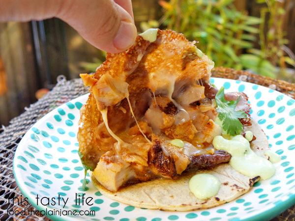 Quesataco with Avocado and Cilantro Garlic Sauce