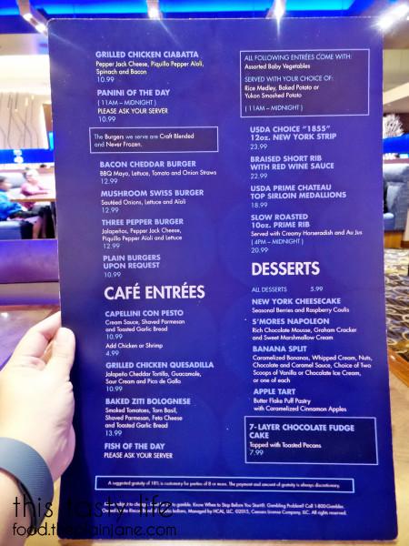 Menu Page 1 at The Cafe at Harrah's Rincon Casino | Valley Center, CA