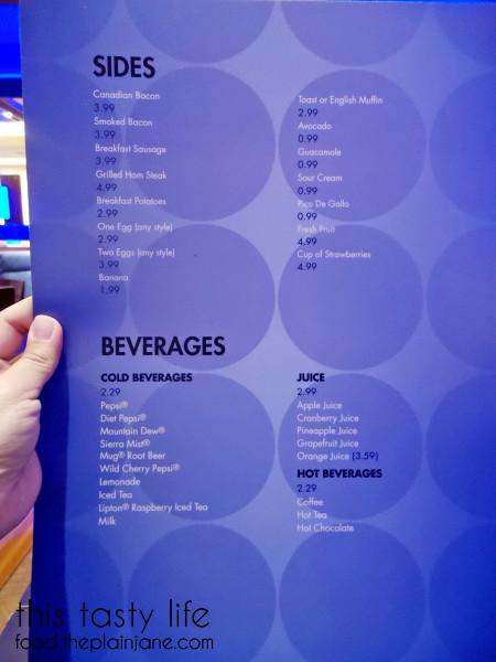 Sides and Beverages Menu at The Cafe at Harrah's Rincon Casino | Valley Center, CA