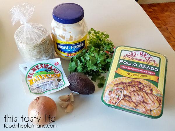 All the stuff you need to make a quesataco with Cilantro Garlic Sauce