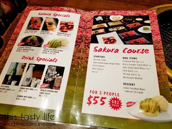 Sakura Course Special Menu | Gyu-Kaku Japanese BBQ - Scripps Ranch / San Diego, CA