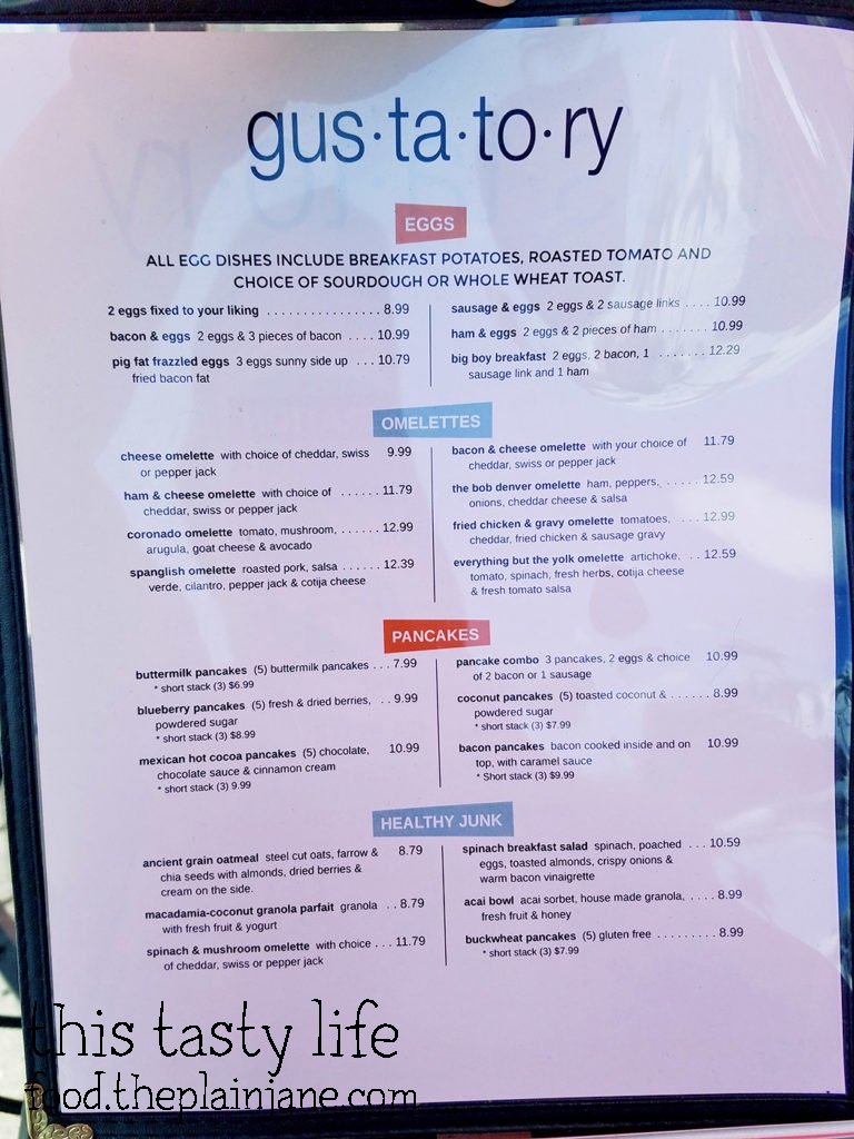 Menu - Gustatory | Coronado, CA