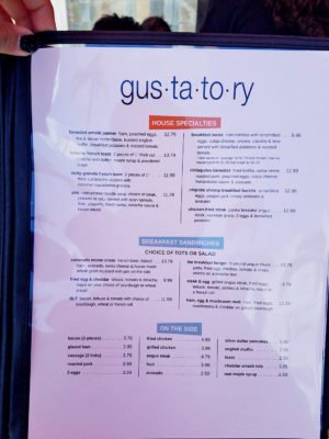 Menu - Gustatory | Coronado, CA