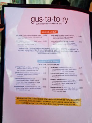 Menu - Gustatory | Coronado, CA