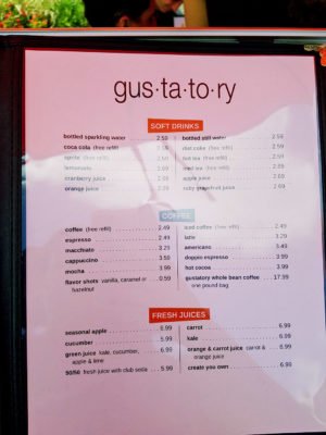 Menu - Gustatory | Coronado, CA
