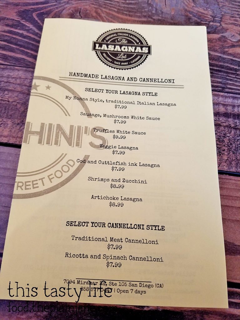 Menu at Facchini's | Miramar - San Diego, CA