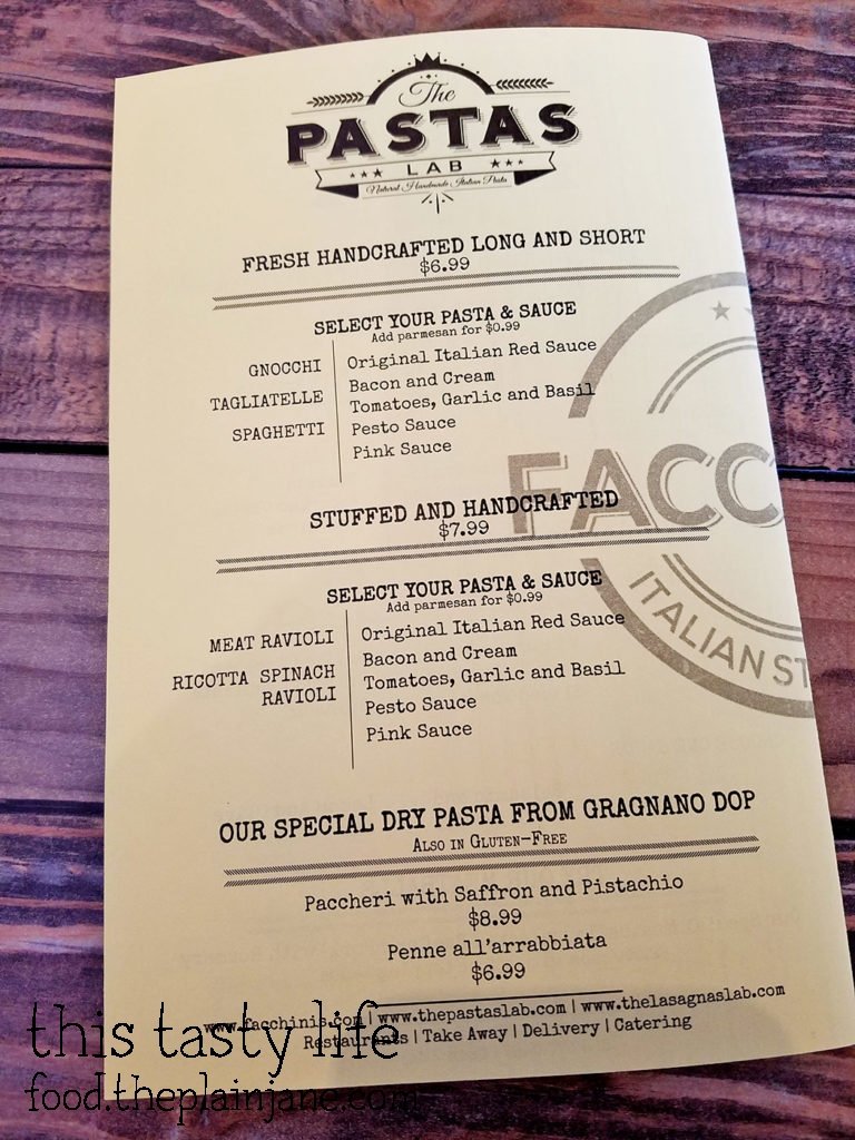 Menu at Facchini's | Miramar - San Diego, CA