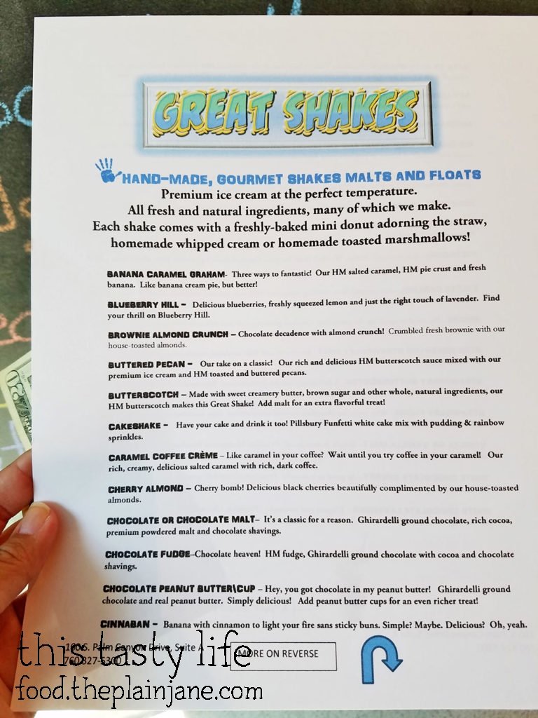Menu Side 1 - Great Shakes | Palm Springs, CA