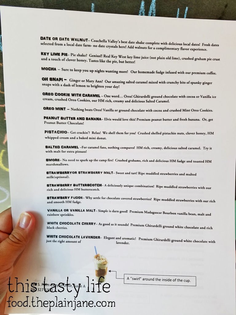 Menu Side 2 - Great Shakes | Palm Springs, CA