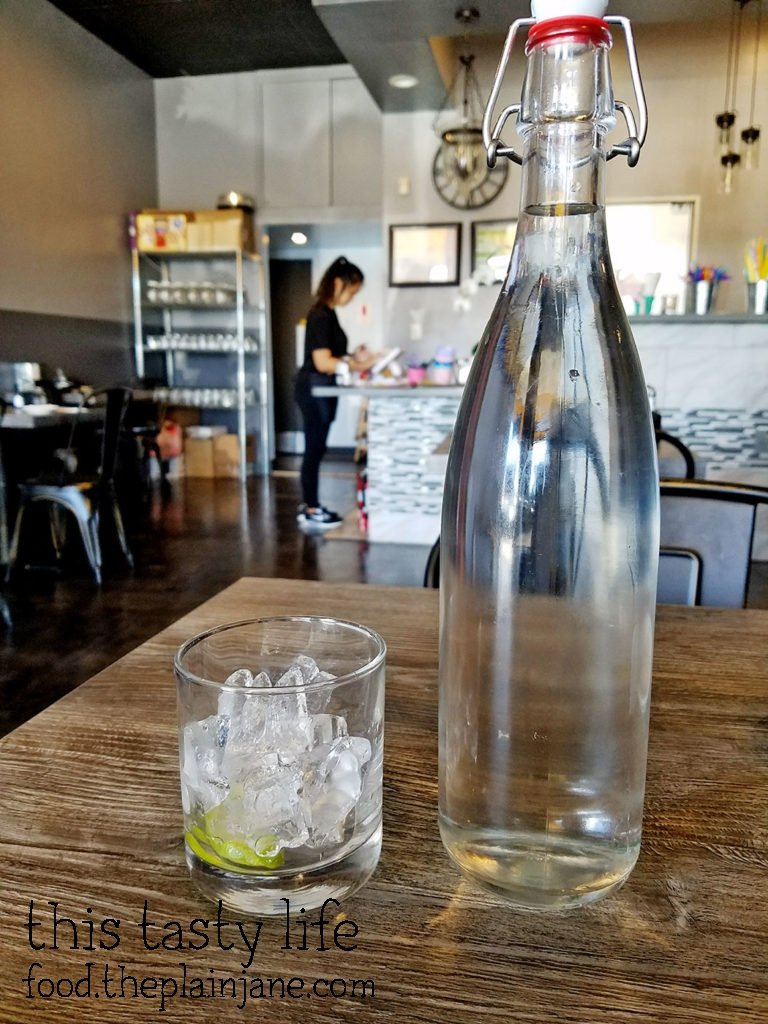 Bottled water at Facing East Noodle & Bar - San Diego, CA