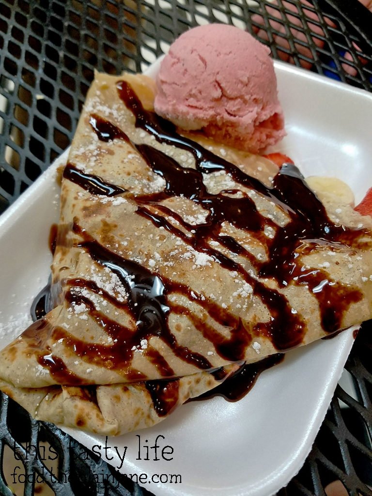 Nutella, Banana, and Strawberry Crepe with Chocolate Sauce and Strawberry Ice Cream - Fruteria La Buga - San Diego, CA - This Tasty Life