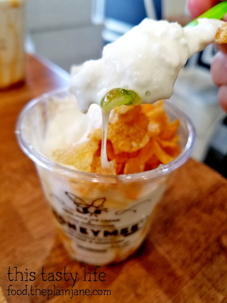 Dripping with honey on the Milk and Honey Soft Serve at Honeymee | Irvine, CA | This Tasty Life