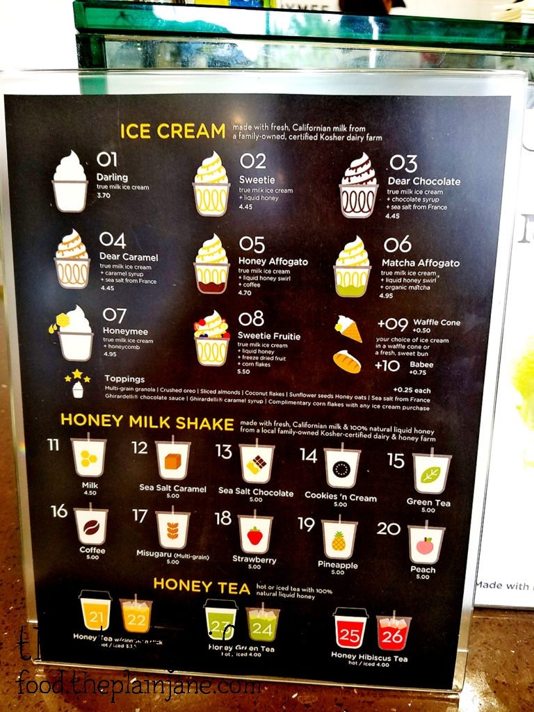 Menu at Honeymee | Irvine, CA | This Tasty Life