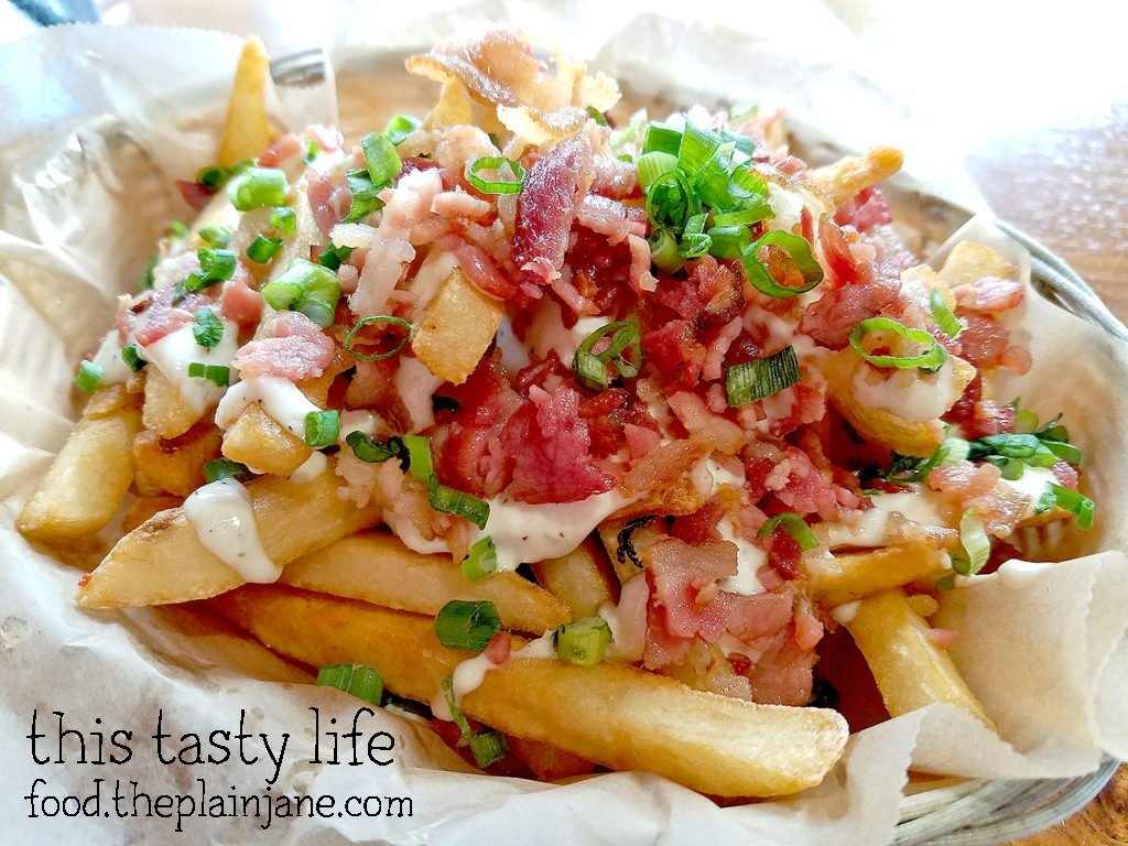 Dirty Fries with bacon, scallions, and garlic aioli at Honey Badger Noodle Shop - Los Angeles, CA | This Tasty Life 