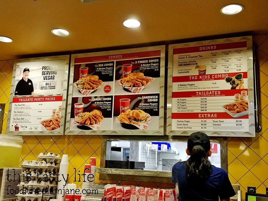 Menu at Raising Cane's Chicken Fingers