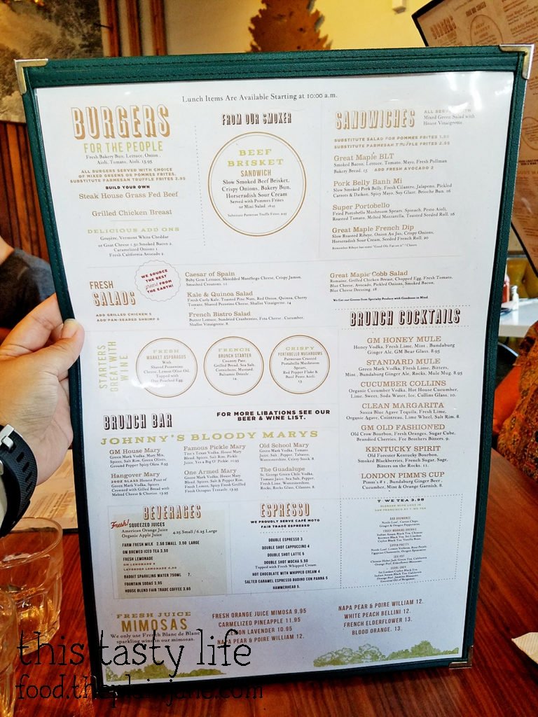 Brunch Menu at Great Maple - San Diego, CA