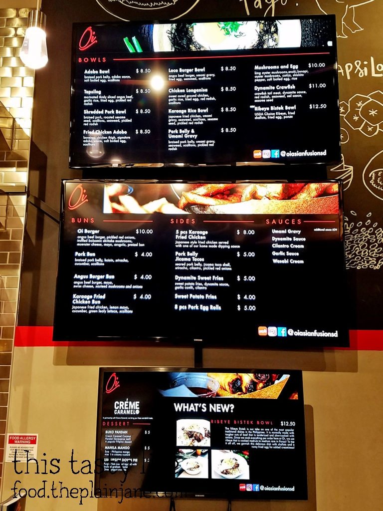 Menu at Oi Asian Fusion - San Diego, CA