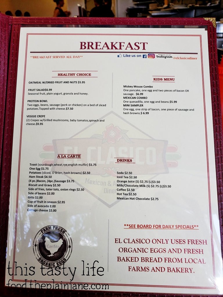 Breakfast Menu at El Clasico Diner - Lemon Grove, San Diego, CA