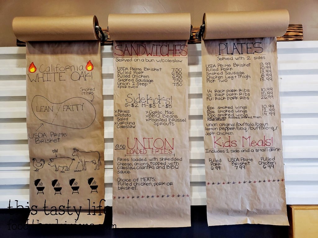 Menu at Union Smokehouse BBQ - San Diego, CA