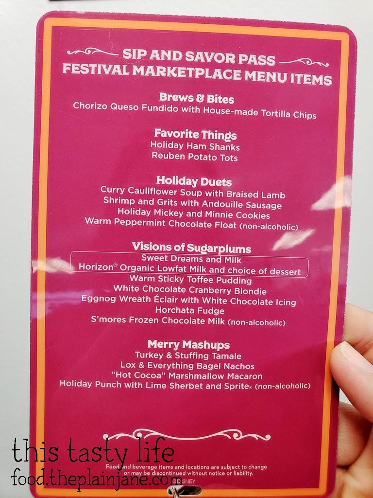 Menu at Festival of Holidays - Disney California Adventure