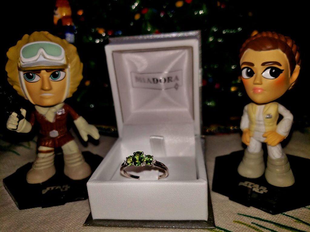 Han & Leia plus my peridot engagement ring