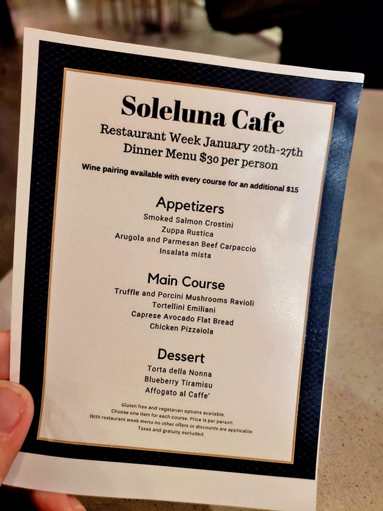 San Diego Restaurant Week Menu at Soleluna Cafe - San Diego, CA