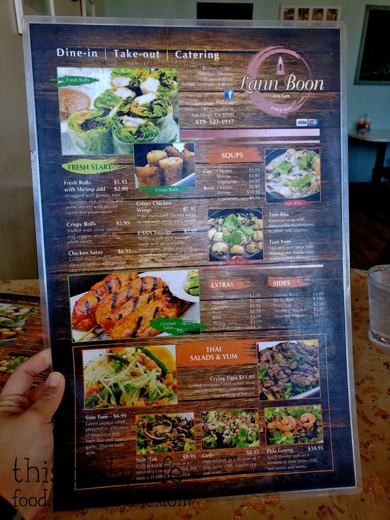 Menus - Lann Boon Asia Cafe - San Diego, CA