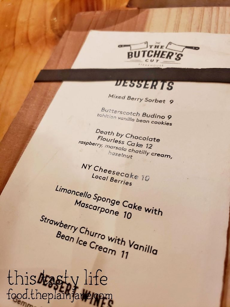Dessert Menu - The Butcher's Cut Steakhouse - San Diego, CA