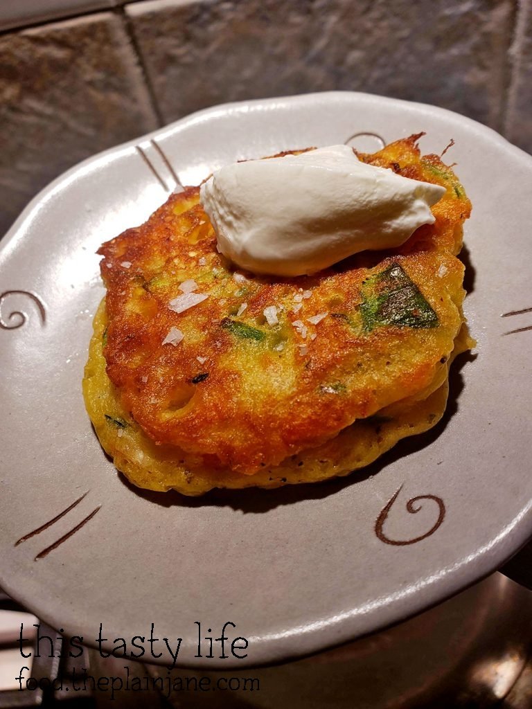 Savory Vegetable Pancakes with Sour Cream